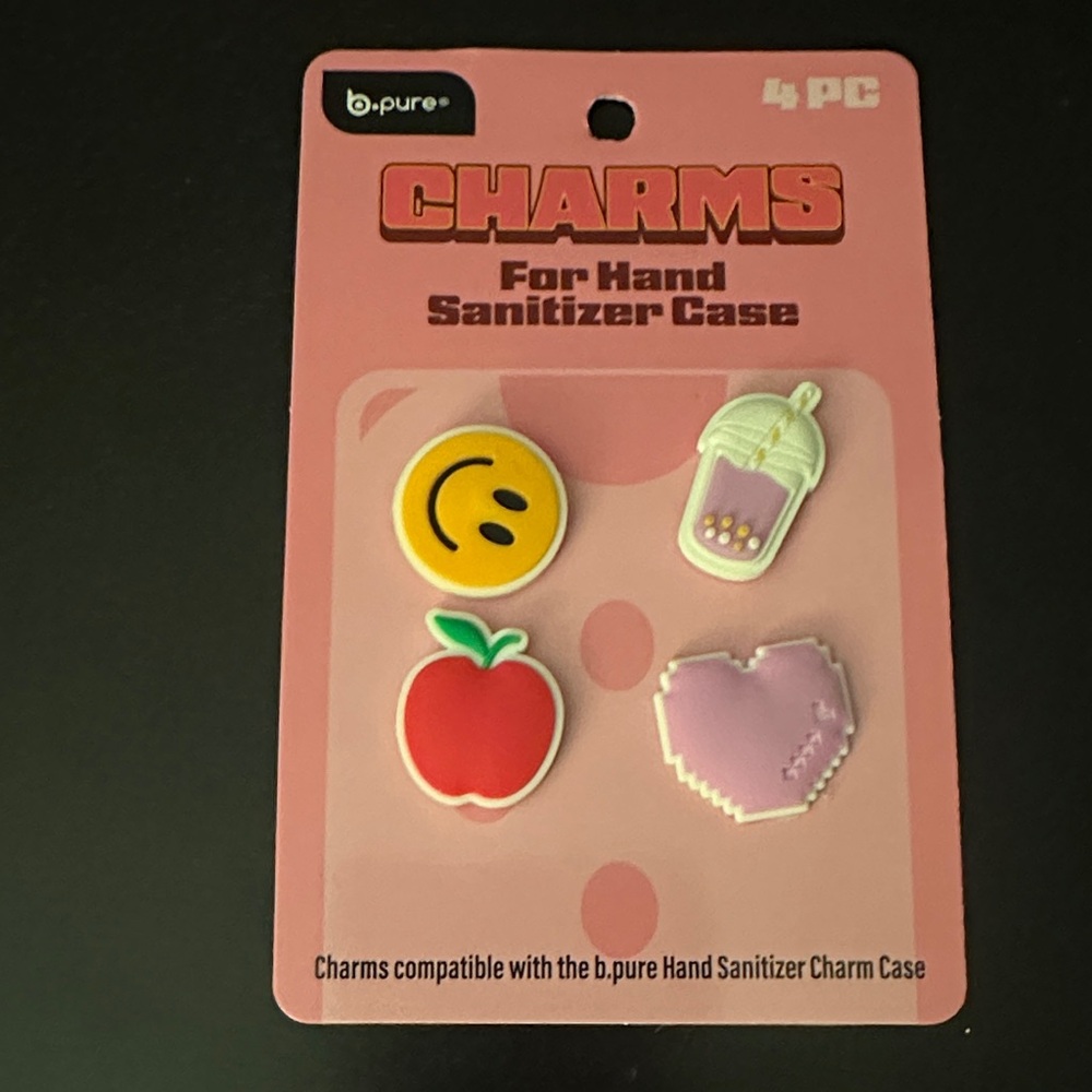 Bpure Charms Set for Hand Sanitizer Case - heart apple happy face boba drink
